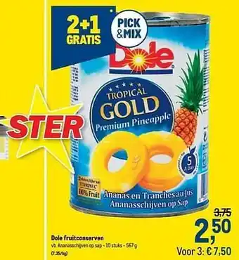 Dole fruitconserven ananasschijven op sap