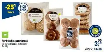 Pur pain bioassortiment burgerbroodjes met sesam