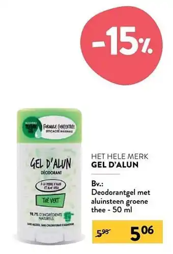 Di Gel d`alun deodorantgel met aluinsteen groene thee aanbieding