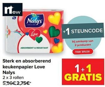Carrefour Sterk en absorberend keukenpapier love nalys aanbieding