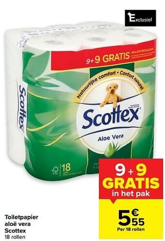 Carrefour Toiletpapier aloë vera scottex aanbieding