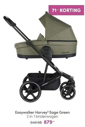 Baby & Tiener Easywalker harvey3 sage green 2 in 1 kinderwagen aanbieding