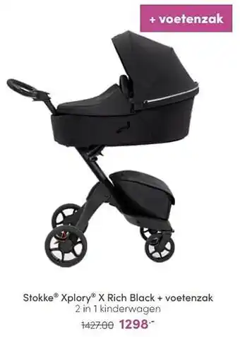Stokke xplory x rich black + voetenzak 2 in 1 kinderwagen