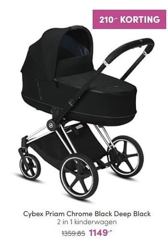 Baby & Tiener Cybex priam chrome black deep black 2 in 1 kinderwagen aanbieding