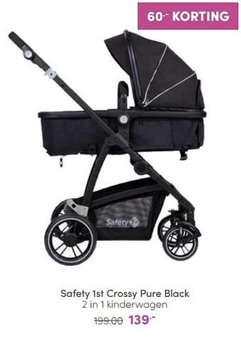 Baby & Tiener Safety 1st crossy pure black 2 in 1 kinderwagen aanbieding