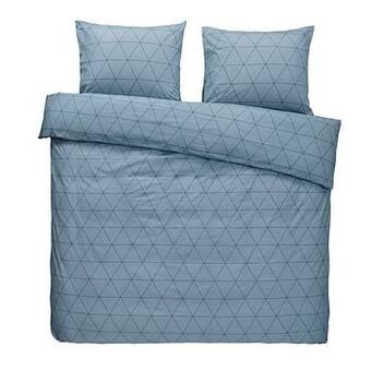 Leen Bakker Comfort dekbedovertrek Bologna - blauw - 200x200/220 cm - Leen Bakker aanbieding