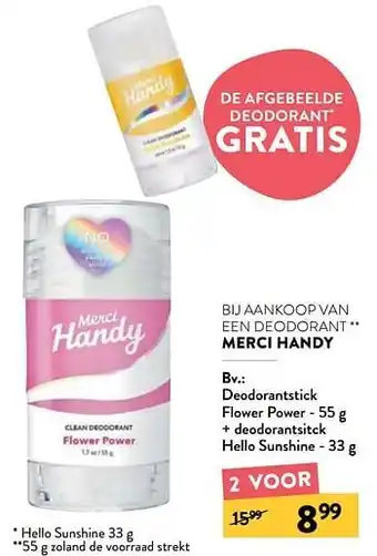 Merci handy deodorantstick flower power + deodorantsitck hello sunshine