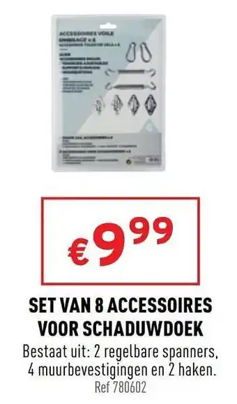 Set van 8 accessoires voor schaduwdoek