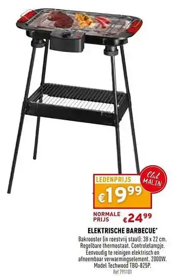 Trafic Elektrische barbecue techwood tbq-825p aanbieding