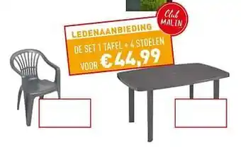Trafic De set 1 tafel + 4 stoelen aanbieding