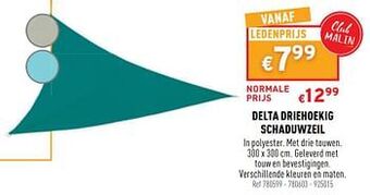 Delta driehoekig schaduwzeil