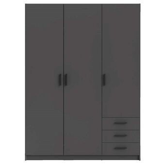 Leen Bakker Kleerkast Sprint 3-deurs - antracietkleur - 200x147x50 cm aanbieding