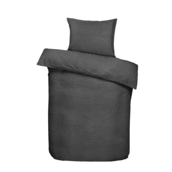 Leen Bakker Easy dekbedovertrek Dean - antraciet - 140x200 cm aanbieding