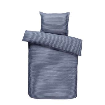 Leen Bakker Easy dekbedovertrek Rees - grijsblauw - 140x200 cm aanbieding