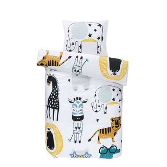 Leen Bakker Easy dekbedovertrek Thabo - oker/grijs - 140x200 cm aanbieding