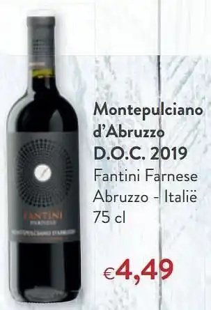 Montepulciano d`abruzzo d.o.c. 2019 fantini farnese