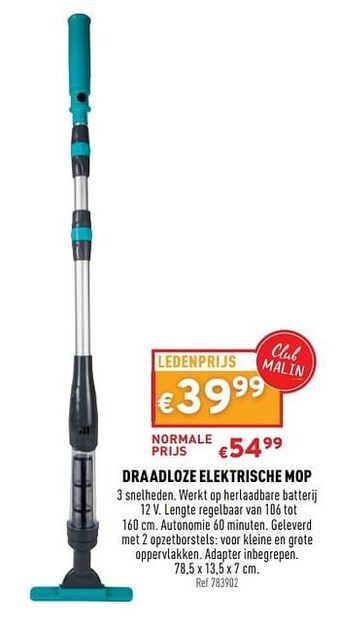 Trafic Draadloze elektrische mop aanbieding