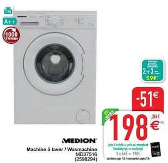 Cora Medion machine à laver - wasmachine md37516 aanbieding
