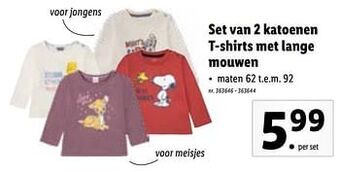 Lidl Set van 2 katoenen t-shirts met lange mouwen aanbieding
