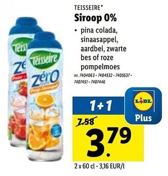 Lidl Siroop 0% aanbieding