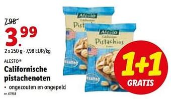 Lidl Californische pistachenoten aanbieding