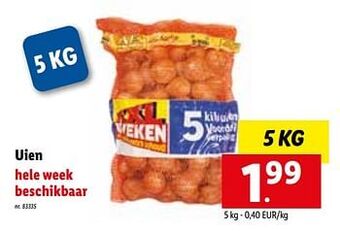Lidl Uien aanbieding