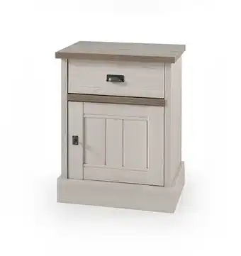 Deba Meubelen Kast nachttafel YORK - Lariks & Crystal Oak Beige Beige aanbieding