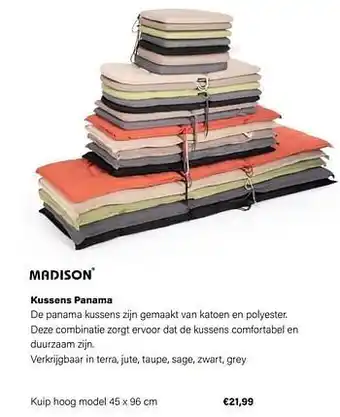 Multi bazar Kussens panama kuip hoog model aanbieding