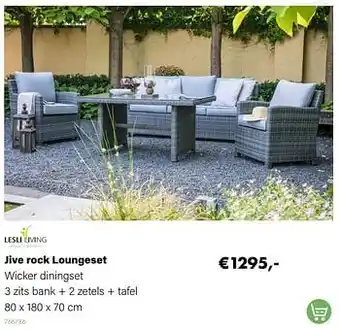 Multi bazar Jive rock loungeset wicker diningset 3 zits bank + 2 zetels + tafel aanbieding