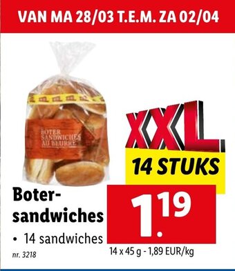Lidl Boter sandwiches aanbieding