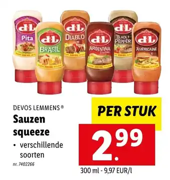 Lidl Devos Lemmens Sauzen squeeze aanbieding