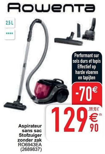Cora Rowenta aspirateur sans sac stofzuiger zonder zak ro6943ea aanbieding