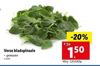 Lidl Verse Bladspinazie aanbieding