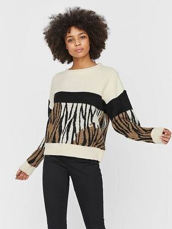 Berca Shoes Vero Moda Trui Leona Block - Beige aanbieding