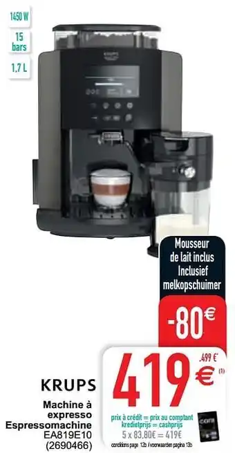 Cora Krups machine à expresso espressomachine ea819e10 aanbieding