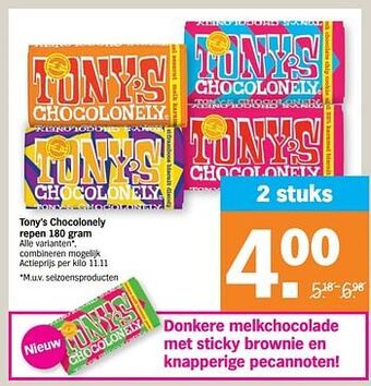 Albert Heijn Tony`s chocolonely repen aanbieding