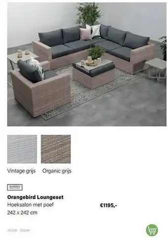 Multi bazar Orangebird loungeset hoeksalon met poef aanbieding