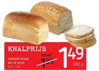 Spar Vierkant brood wit of bruin 800g aanbieding