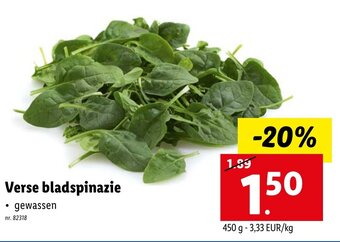 Lidl Verse bladspinazie aanbieding