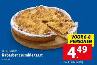 Lidl Le Patissier Rabarber crumble taart aanbieding