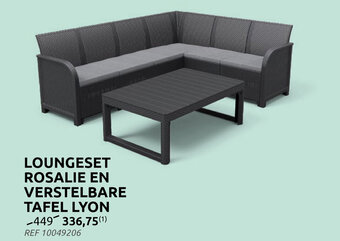 Brico Loungeset Rosalie en Verstelbare Tafel Lyon aanbieding