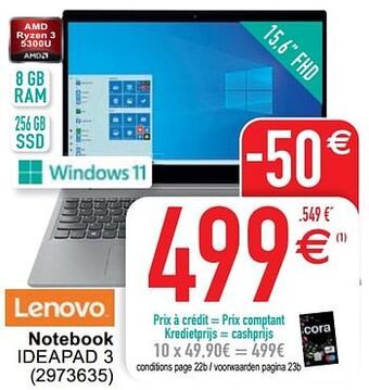 Cora Lenovo notebook ideapad 3 aanbieding