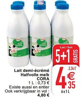 Cora Lait demi-écrémé halfvolle melk cora aanbieding