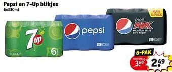 Kruidvat Pepsi en 7-up blikjes aanbieding