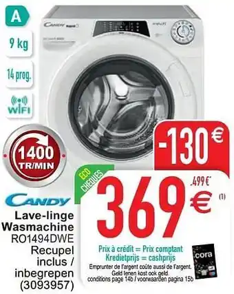 Cora Candy lave-linge wasmachine ro1494dwe aanbieding