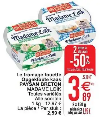 Le fromage fouetté opgeklopte kaas paysan breton madame loïk