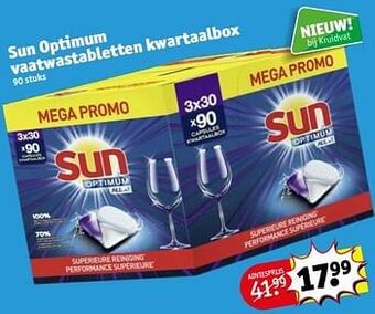 Kruidvat Sun optimum vaatwastabletten kwartaalbox aanbieding