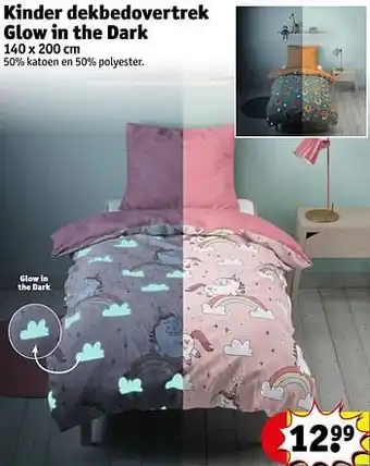 Kruidvat Kinder dekbed overtrek glow in the dark aanbieding
