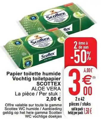 Cora Papier toilette humide vochtig toiletpapier scottex aloe vera aanbieding
