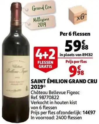 Auchan Saint émilion grand cru 2019 château bellevue figeac aanbieding